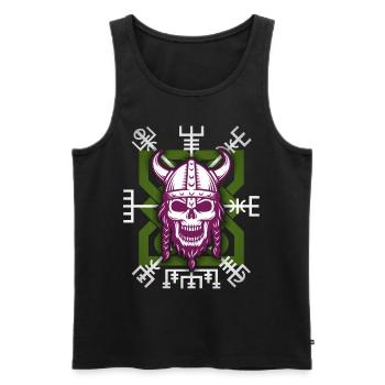 Totenkopf Wikinger-Logo, Wikinger-Design, Vegvisir - Männer Premium Bio Tank Top - Schwarz - Vorne - AI Model Male 178 light (178cm)