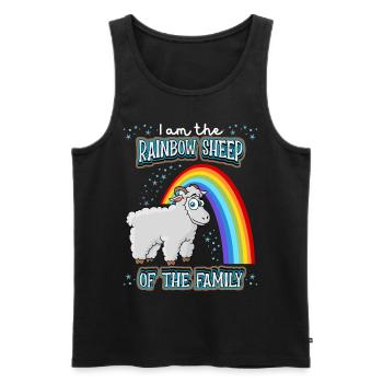 Funny LGBTQ saying with sheep and rainbow - Men's Premium Organic Tank Top - black - Front - AI Model Male 178 light (178cm)