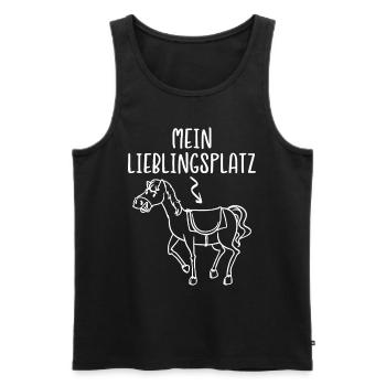 Reiten Pferd Reiterin Reitsport Lieblingsplatz - Männer Premium Bio Tank Top - Schwarz - Vorne - Michal (187cm)