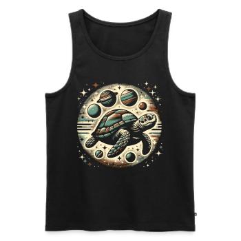 Galaktische Schildkröte: Universums Erkundung - Männer Premium Bio Tank Top - Schwarz - Vorne - AI Model Male 178 light (178cm)