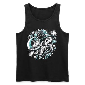 Mystische Schildkröte: Zauber der Nacht - Männer Premium Bio Tank Top - Schwarz - Vorne - AI Model Male 178 light (178cm)