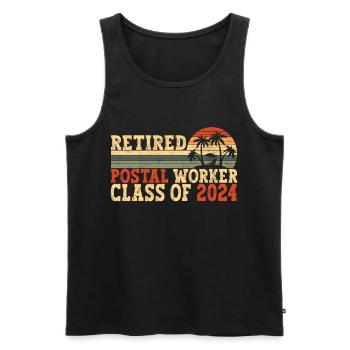 Retired Postal Worker Class Of 2024 - Men's Premium Organic Tank Top - black - Front - AI Model Male 178 light (178cm)