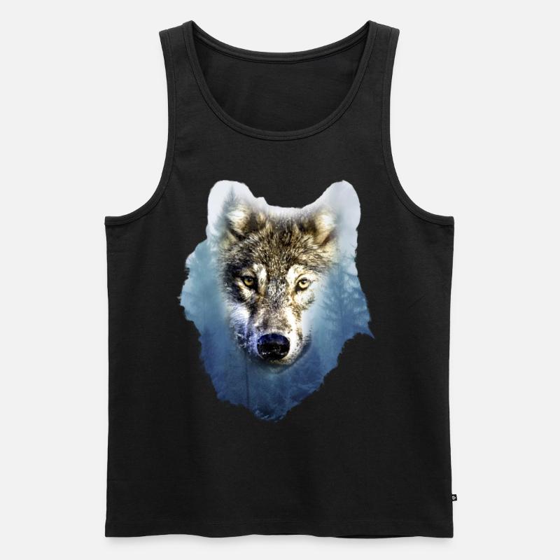 Wolf - Männer Premium Bio Tank Top - Schwarz