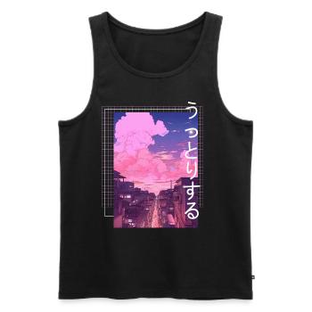Enchanting Lofi Anime Japanese Aesthetic City Nigh - Männer Premium Bio Tank Top - Schwarz - Vorne - Michal (187cm)