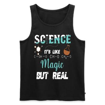 WISSENSCHAFT IST WIE MAGIE, ABER EIN ECHTER GEEK-W - Männer Premium Bio Tank Top - Schwarz - Vorne - Michal (187cm)