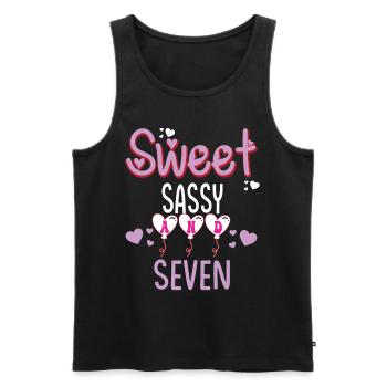Kinder Happy 7th Birthday Sweet Sassy und Seven Gi - Männer Premium Bio Tank Top - Schwarz - Vorne - Michal (187cm)