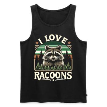 Raccoon in the forest: "I love Racoons" - Men's Premium Organic Tank Top - black - Front - AI Model Male 178 light (178cm)