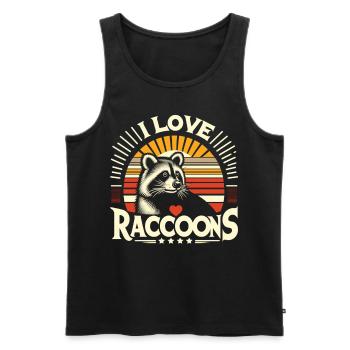 Nostalgic raccoon: "I love Racoons" - Men's Premium Organic Tank Top - black - Front - AI Model Male 178 light (178cm)