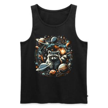 Raccoon in Space: Planetary Explorers - Men's Premium Organic Tank Top - black - Front - AI Model Male 178 light (178cm)