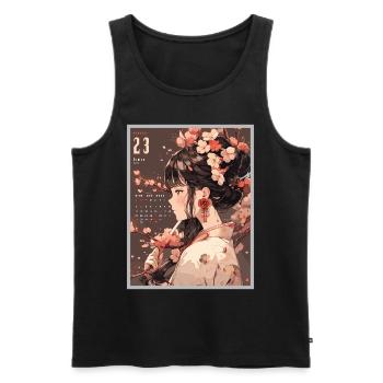 Vintage Japanisch Ästhetik Otaku Anime Girl - Männer Premium Bio Tank Top - Schwarz - Vorne - AI Model Male 178 light (178cm)