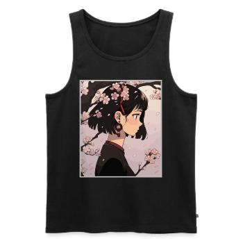 Vintage Japanisch Ästhetik Otaku Anime Girl - Männer Premium Bio Tank Top - Schwarz - Vorne - AI Model Male 178 light (178cm)