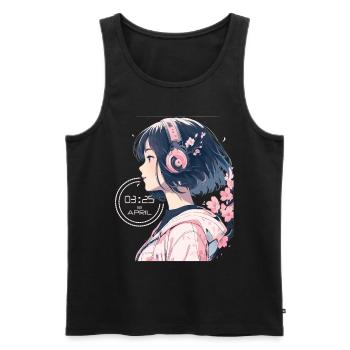 Vintage Japanisch Ästhetik Otaku Anime Girl - Männer Premium Bio Tank Top - Schwarz - Vorne - AI Model Male 178 light (178cm)