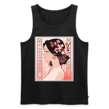 Vintage Japanisch Ästhetik Otaku Anime Girl - Männer Premium Bio Tank Top - Schwarz - Vorne - AI Model Male 178 light (178cm)
