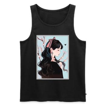 Vintage Japanisch Ästhetik Otaku Anime Girl - Männer Premium Bio Tank Top - Schwarz - Vorne - AI Model Male 178 light (178cm)