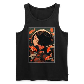 Vintage Japanisch Ästhetik Otaku Anime Girl - Männer Premium Bio Tank Top - Schwarz - Vorne - AI Model Male 178 light (178cm)