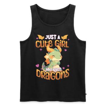 Just a cute Girl who loves Dragons - Kawaii Dragon - Men's Premium Organic Tank Top - black - Front - Michal (187cm)