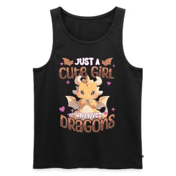 Juste une fille mignonne qui aime les dragons - Kawaii Dragon - Débardeur bio Premium Homme - noir - Devant - Michal (187cm)
