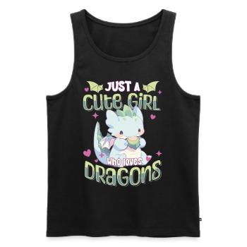 Just a cute Girl who loves Dragons - Kawaii Dragon - Men's Premium Organic Tank Top - black - Front - Michal (187cm)