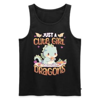 Just a cute Girl who loves Dragons - Kawaii Dragon - Men's Premium Organic Tank Top - black - Front - Michal (187cm)