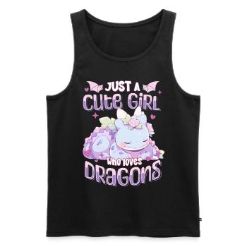 Just a cute Girl who loves Dragons - Kawaii Dragon - Men's Premium Organic Tank Top - black - Front - Michal (187cm)