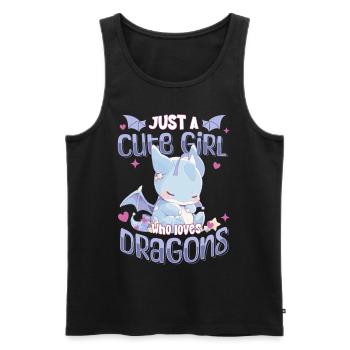Just a cute Girl who loves Dragons - Kawaii Dragon - Men's Premium Organic Tank Top - black - Front - Michal (187cm)