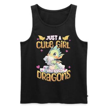 Just a cute Girl who loves Dragons - Kawaii Dragon - Men's Premium Organic Tank Top - black - Front - Michal (187cm)
