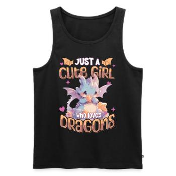 Just a cute Girl who loves Dragons - Kawaii Dragon - Men's Premium Organic Tank Top - black - Front - Michal (187cm)