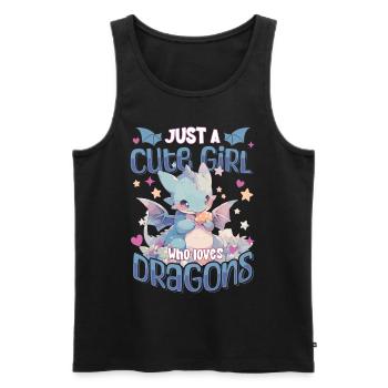 Just a cute Girl who loves Dragons - Kawaii Dragon - Men's Premium Organic Tank Top - black - Front - Michal (187cm)