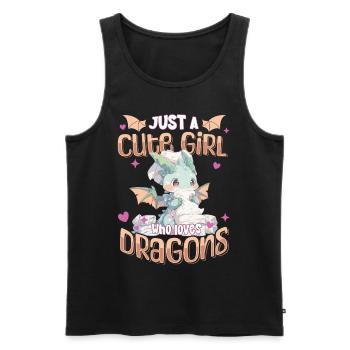 Just a cute Girl who loves Dragons - Kawaii Dragon - Men's Premium Organic Tank Top - black - Front - Michal (187cm)