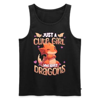 Just a cute Girl who loves Dragons - Kawaii Dragon - Men's Premium Organic Tank Top - black - Front - Michal (187cm)
