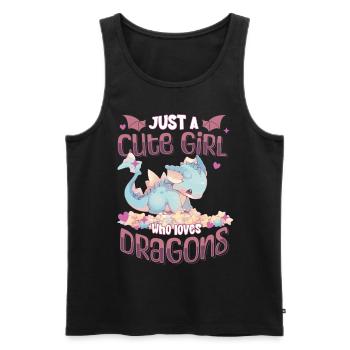 Just a cute Girl who loves Dragons - Kawaii Dragon - Men's Premium Organic Tank Top - black - Front - Michal (187cm)