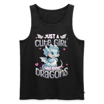 Juste une fille mignonne qui aime les dragons - Kawaii Dragon - Débardeur bio Premium Homme - noir - Devant - Michal (187cm)