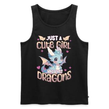 Just a cute Girl who loves Dragons - Kawaii Dragon - Men's Premium Organic Tank Top - black - Front - Michal (187cm)