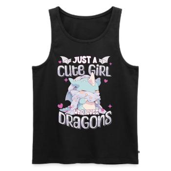 Just a cute Girl who loves Dragons - Kawaii Dragon - Men's Premium Organic Tank Top - black - Front - Michal (187cm)