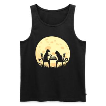 Chess Player Gifts Cat Dog Moon - Men's Premium Organic Tank Top - black - Front - Michal (187cm)