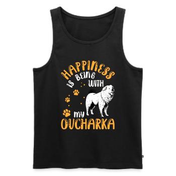 Ovcharka makes happy Caucasian dog - Men's Premium Organic Tank Top - black - Front - Michal (187cm)