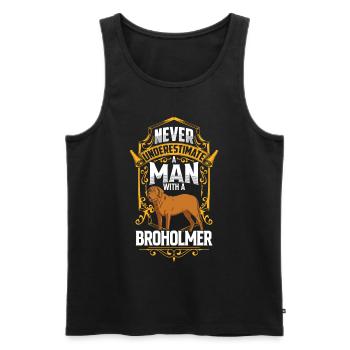 L’homme avec Broholmer sous-estime Broholmer - Débardeur bio Premium Homme - noir - Devant - Michal (187cm)