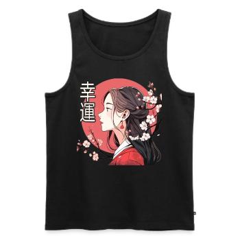 Vintage Japanisch Ästhetik Otaku Anime Girl - Männer Premium Bio Tank Top - Schwarz - Vorne - AI Model Male 178 light (178cm)
