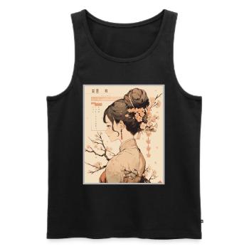 Vintage Japanisch Ästhetik Otaku Anime Girl - Männer Premium Bio Tank Top - Schwarz - Vorne - AI Model Male 178 light (178cm)