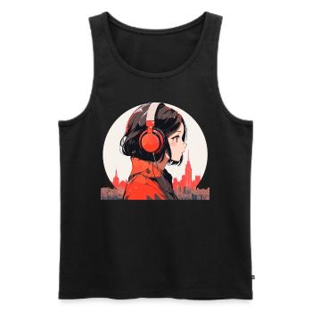 Vintage Japanisch Ästhetik Otaku Anime Girl - Männer Premium Bio Tank Top - Schwarz - Vorne - AI Model Male 178 light (178cm)