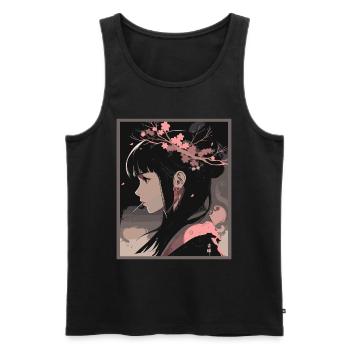 Vintage Japanisch Ästhetik Otaku Anime Girl - Männer Premium Bio Tank Top - Schwarz - Vorne - AI Model Male 178 light (178cm)