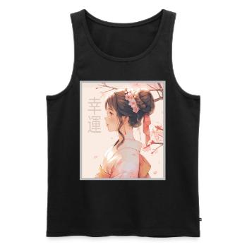 Vintage Japanisch Ästhetik Otaku Anime Girl - Männer Premium Bio Tank Top - Schwarz - Vorne - AI Model Male 178 light (178cm)