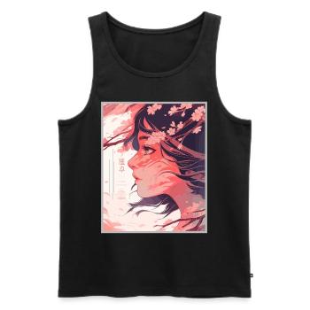 Vintage Japanisch Ästhetik Otaku Anime Girl - Männer Premium Bio Tank Top - Schwarz - Vorne - AI Model Male 178 light (178cm)