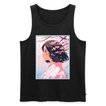 Vintage Japanisch Ästhetik Otaku Anime Girl - Männer Premium Bio Tank Top - Schwarz - Vorne - AI Model Male 178 light (178cm)