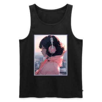 Vintage Japanisch Ästhetik Otaku Anime Girl - Männer Premium Bio Tank Top - Schwarz - Vorne - AI Model Male 178 light (178cm)