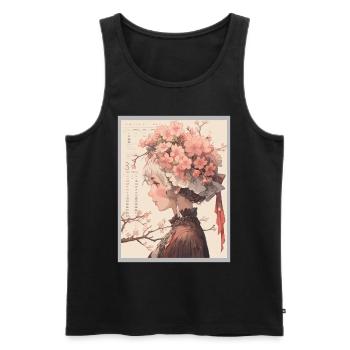 Vintage Japanisch Ästhetik Otaku Anime Girl - Männer Premium Bio Tank Top - Schwarz - Vorne - AI Model Male 178 light (178cm)