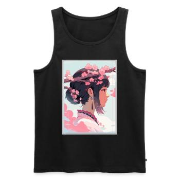 Vintage Japanisch Ästhetik Otaku Anime Girl - Männer Premium Bio Tank Top - Schwarz - Vorne - AI Model Male 178 light (178cm)
