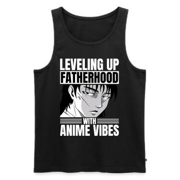 Leveling Up Fatherhood With Anime Vibes Dad Anime - Männer Premium Bio Tank Top - Schwarz - Vorne - Michal (187cm)
