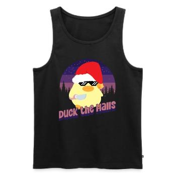 Duck the Halls - Ente mit Messer Duck with Knife - Débardeur bio Premium Homme - noir - Devant - AI Model Male 178 light (178cm)