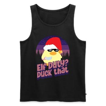 Duck Elf Duty - Ente mit Messer Duck with Knife - Débardeur bio Premium Homme - noir - Devant - AI Model Male 178 light (178cm)